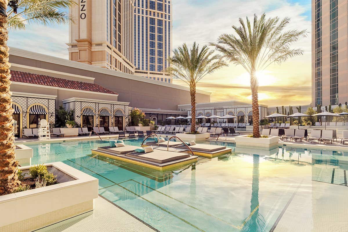 The Venetian Pool at sunset.